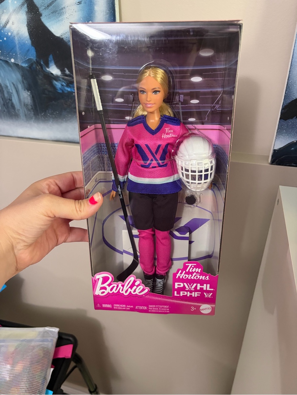 Barbie Tim Hortons Hockey Doll in Pink and Purple Uniform pwhl BNIB